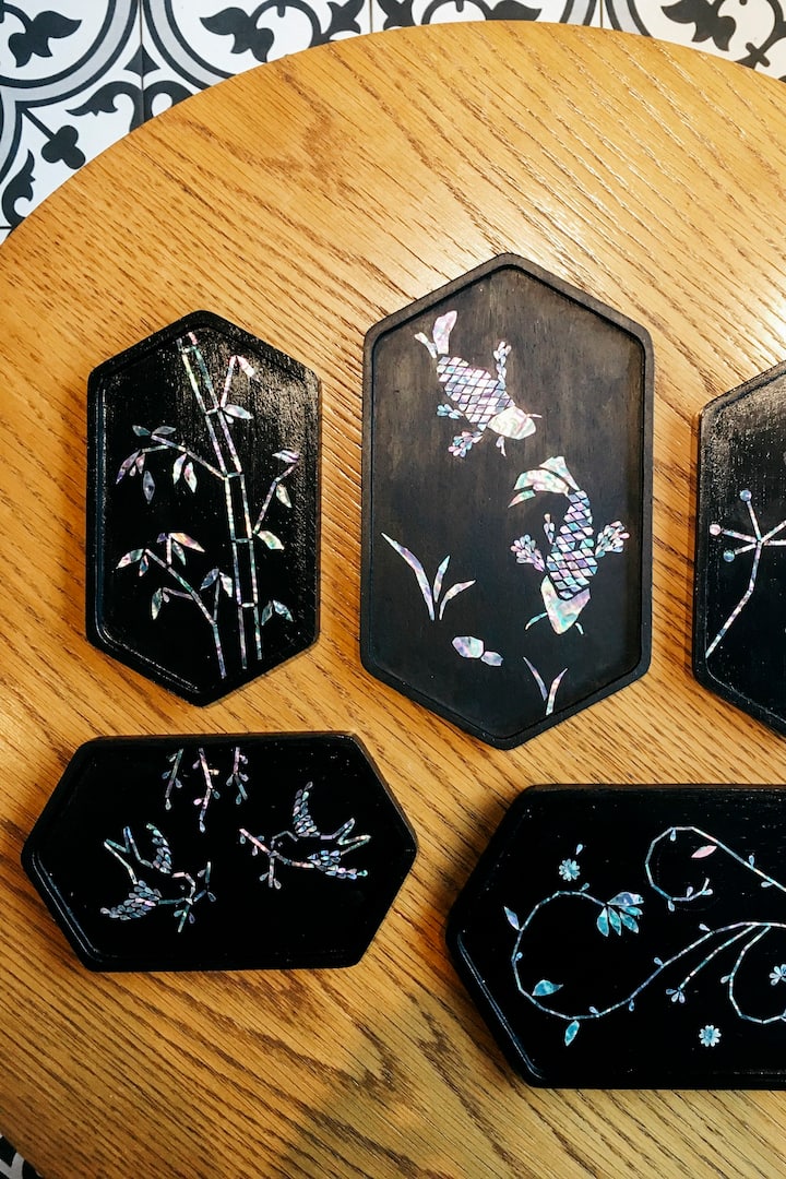 Create a motherofpearl inlaid plate Airbnb