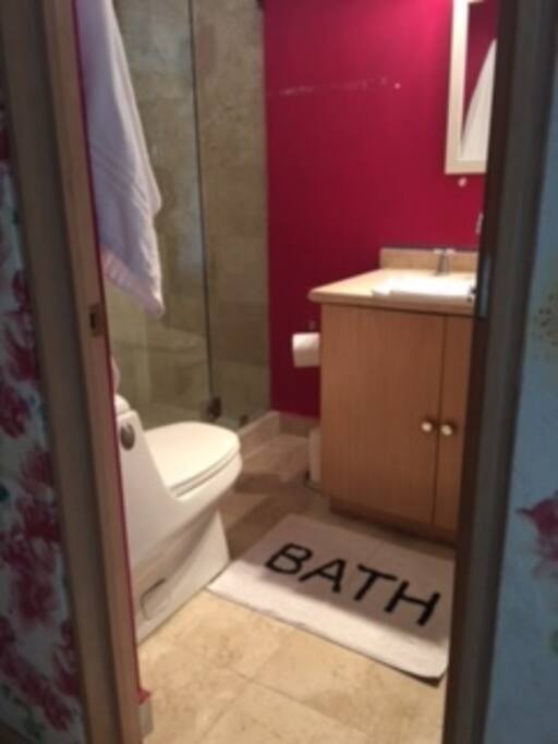 Private bathroom with lights kind of dressing room