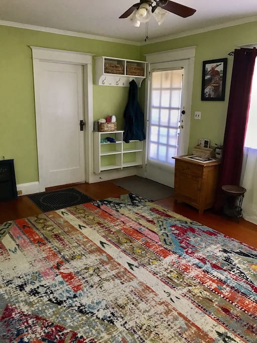 Front door entry way into living room