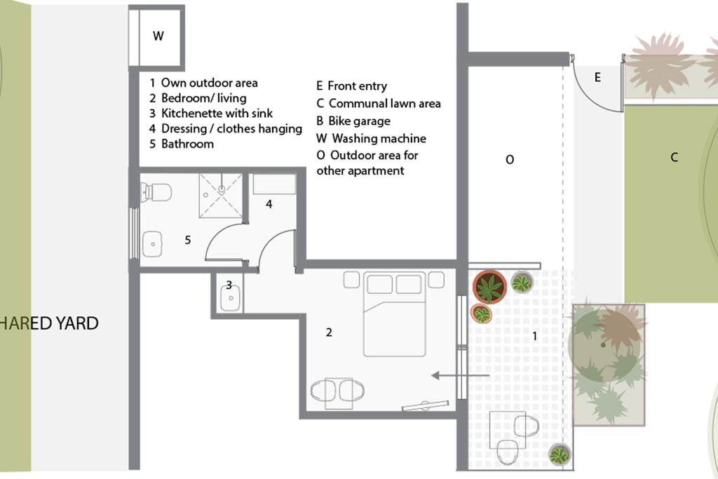 Floor plan showing your areas, including outdoor and access