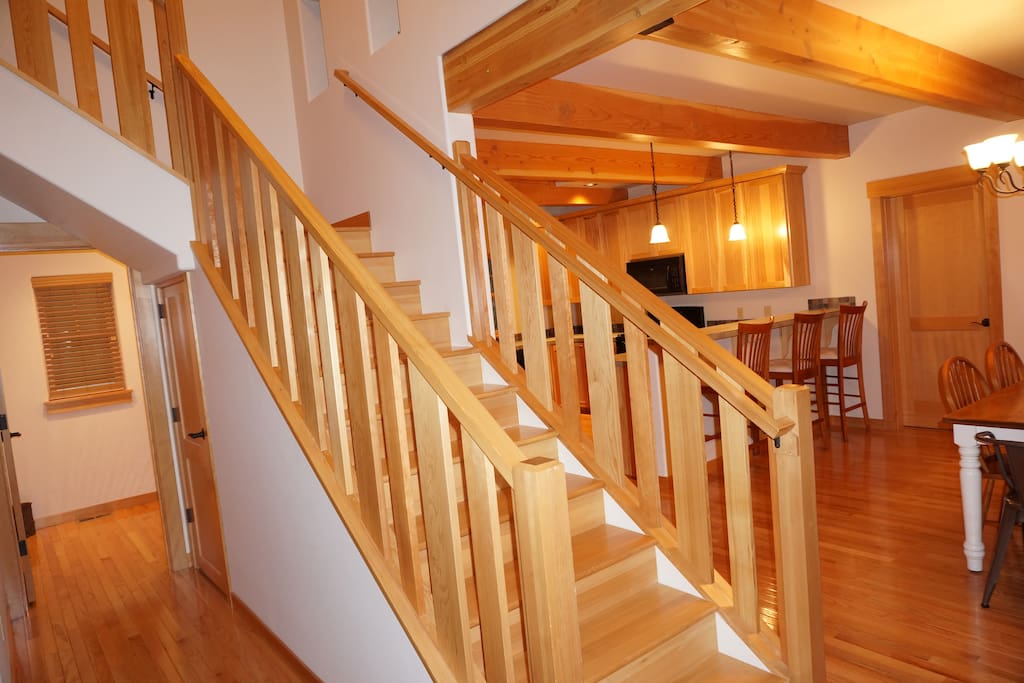 Beautiful woodwork throughout the cabin.