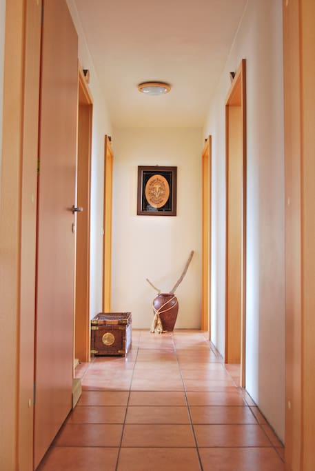 The guesthouse has four bedrooms and two bathrooms.