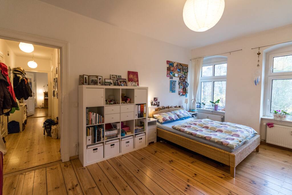 The bedroom with comfy bed for 2