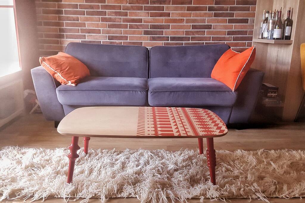 A cozy chill spot in front of the TV.