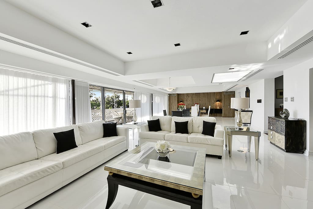 Modern white floors and Sky lights