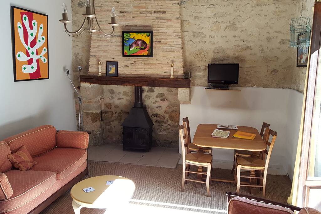 La Noisette's cosy lounge with UK TV