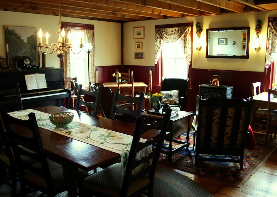 Breakfast is served in our sunny dining room overlooking the mountains and river.