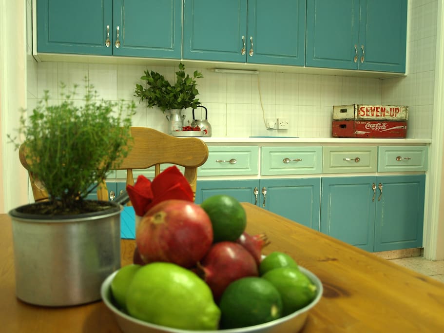 colourful full equipped kitchen