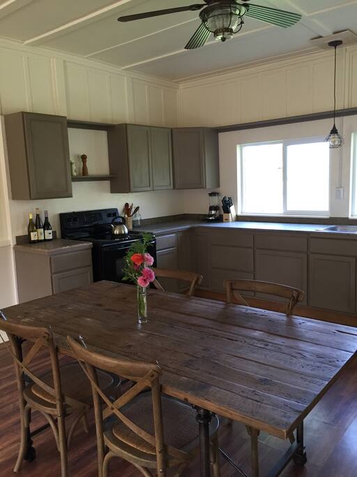 A fully stocked kitchen is ready for enjoying farm-fresh meals.