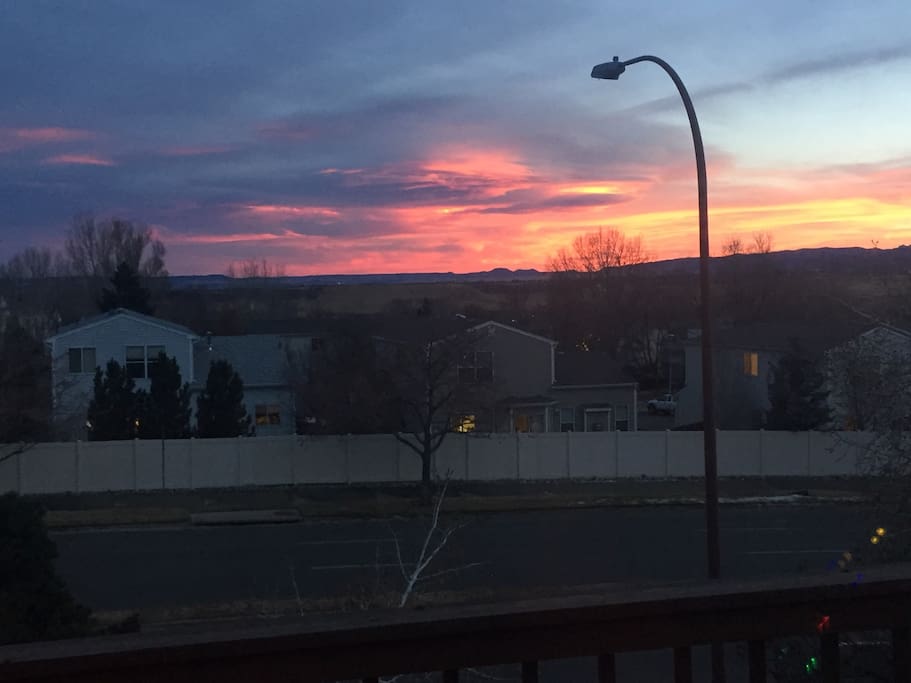 This is the view from the windows in the Loft! It's a nice view of the mountains. You can see Pikes Peak in the distance on clear days.
