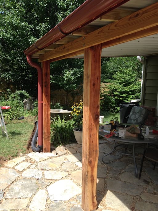 Cedar Posts of new Patio & Cover