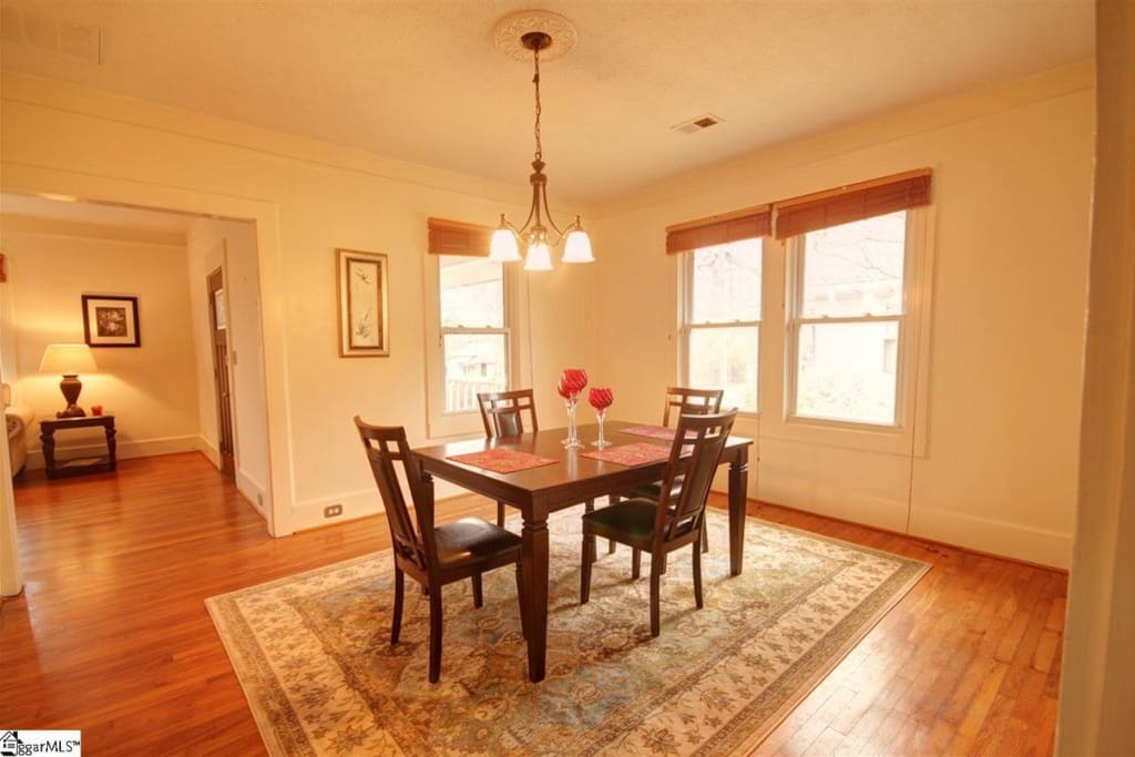 Dining table has leaf. Xtra Chairs are available.