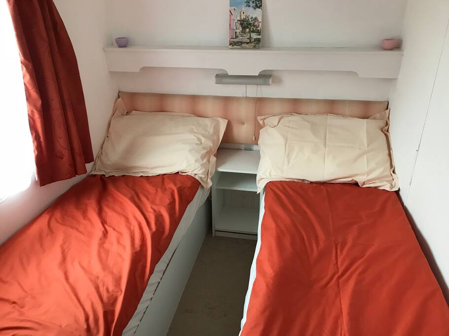 Twin bedroom in static caravan