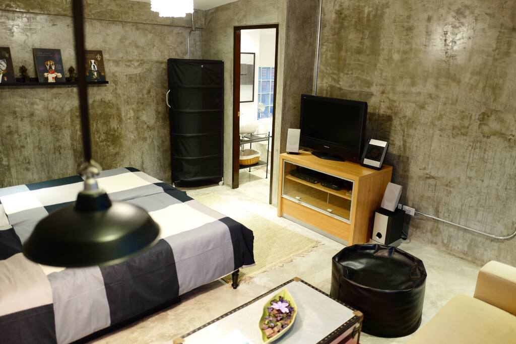 Space #1: Closet space is provided, iron and ironing board can be provided upon request. There are CD & DVD players for some home entertainment. A collection of movie DVDs are available to choose from the Lounge, free of charge.