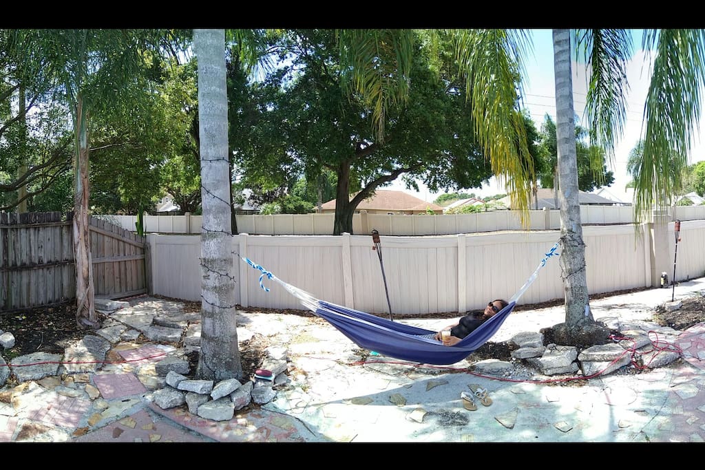peaceful hammock to chill and have a cocktail and read magazines..