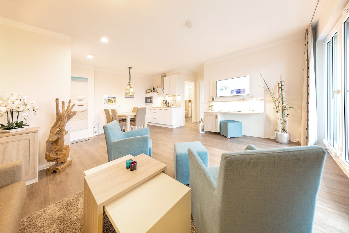 Airbnb performant: Dream apartment, 58 m², ocean view, pool, sauna à Börgerende Rethwisch