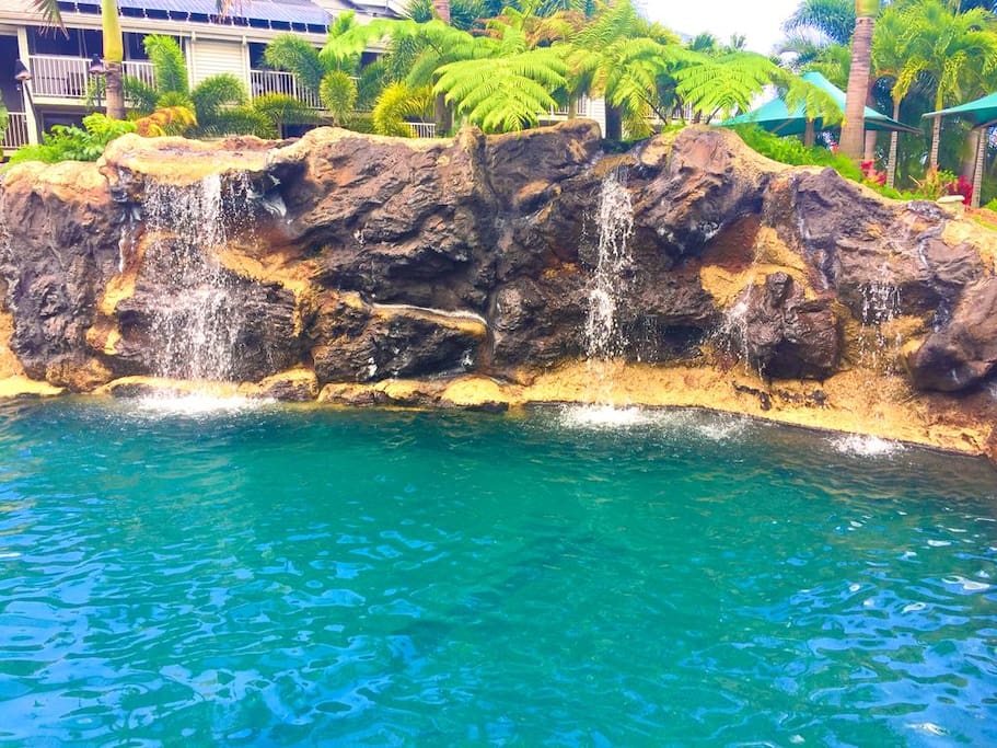 Tropical Swimming Pools with Waterfalls and Hot Tubs