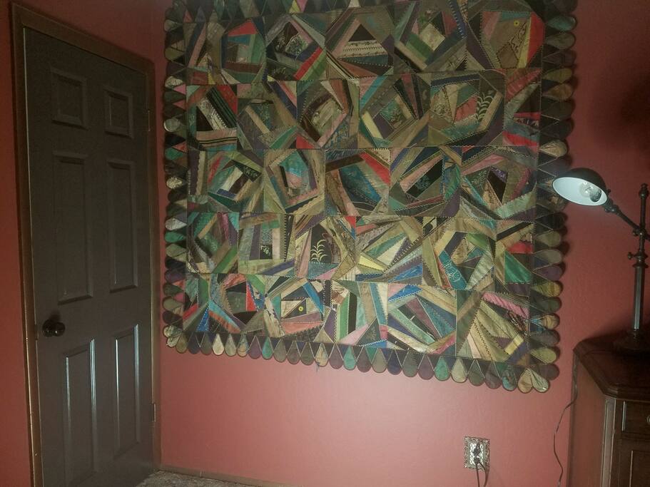 Bedroom antique crazy quilt