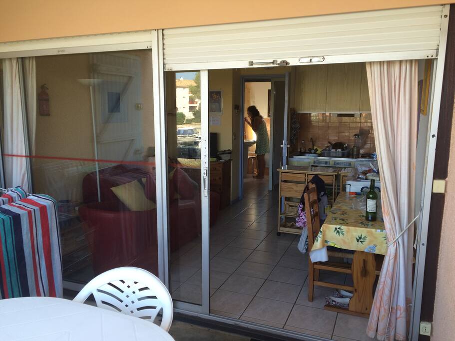Open plan sunny bright lounge overlooking the marina