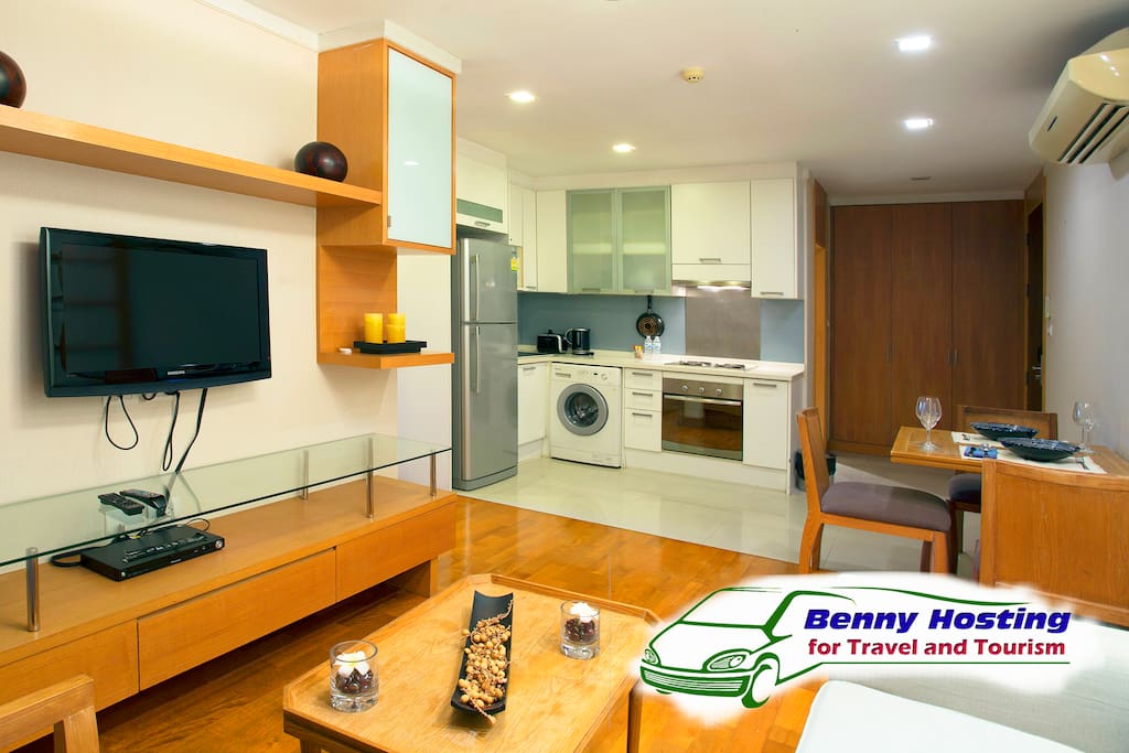 Living room and kitchen