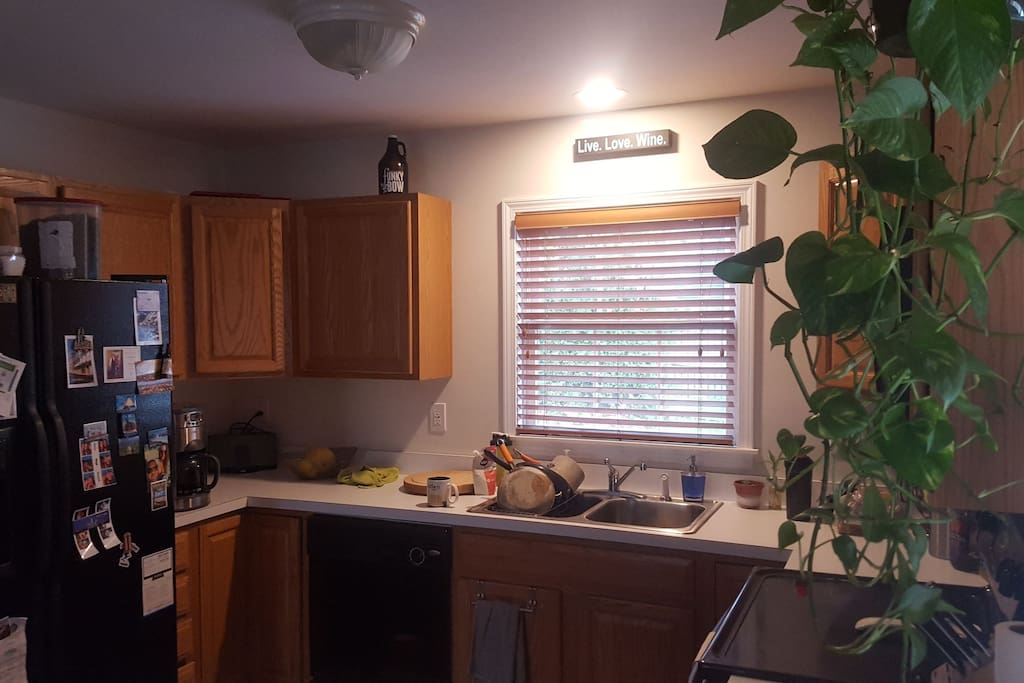 Shared Kitchen complete with pots, pans, plateware, silverware, refrigerator, dishwasher, microwave, stove etc...