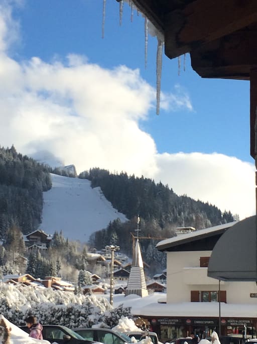 Piste rouge vue du village