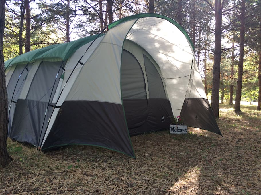 Huge 10'x14' tent - tent has separate bedroom and screened in living area.