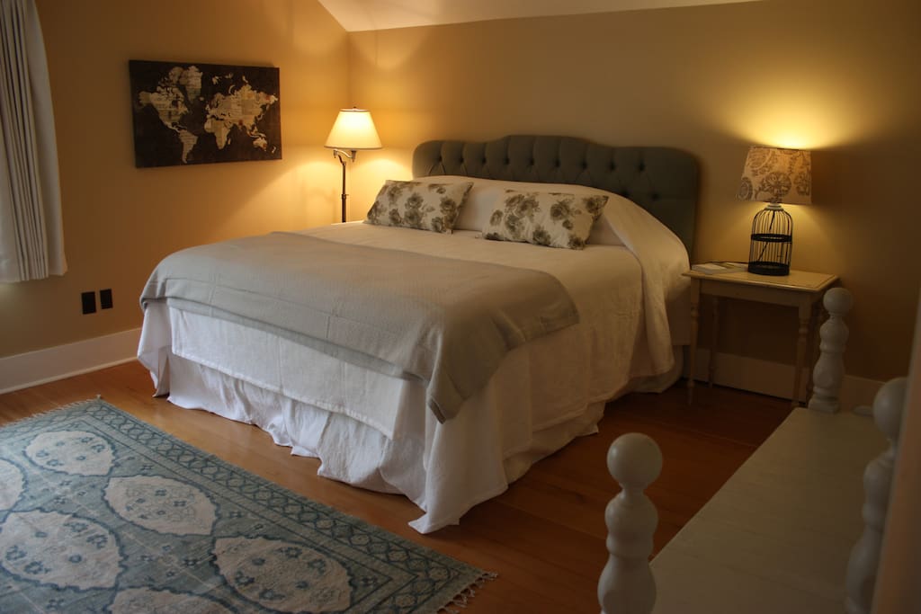 Second floor bedroom with king bed, walk in closet