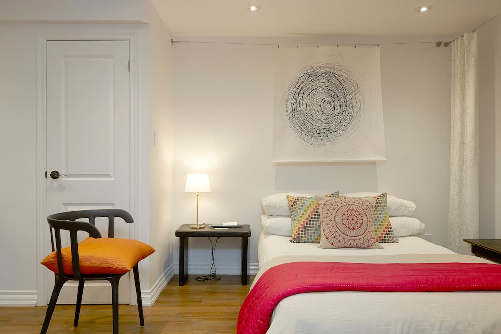 Bedroom 'set up'. The bed is a firm and comfortable double deluxe futon with padded mattress cover.