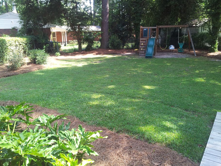 From the deck. Room for putting or croquet. (set included)