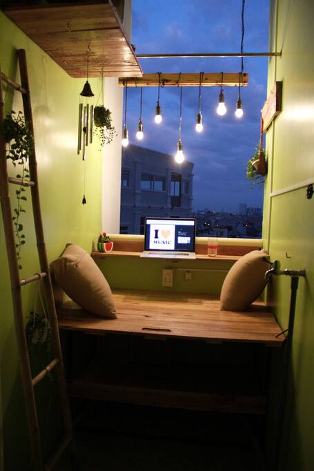 Balcony, where you can read and relax every night.
