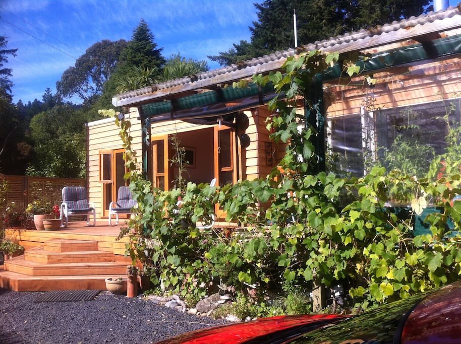 grape vine adorns the covered verandah