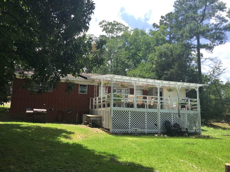 Deck and backyard
