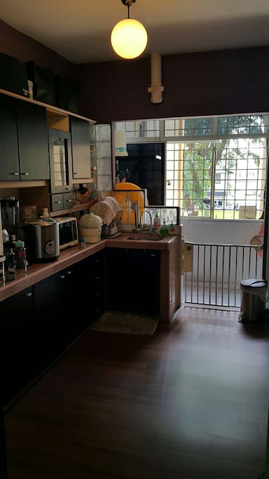 Bright wash area and kitchen w amenities