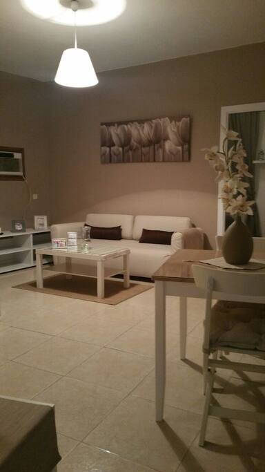 parte del salon con el sofa cama