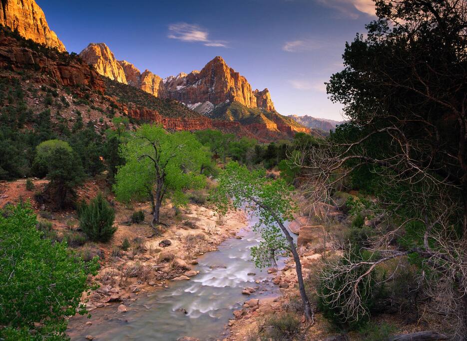 The Watchman, The Virgin River from Springdale.