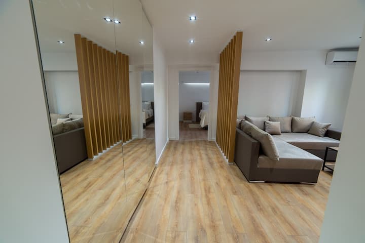 Living space and a comfortable sofa bed