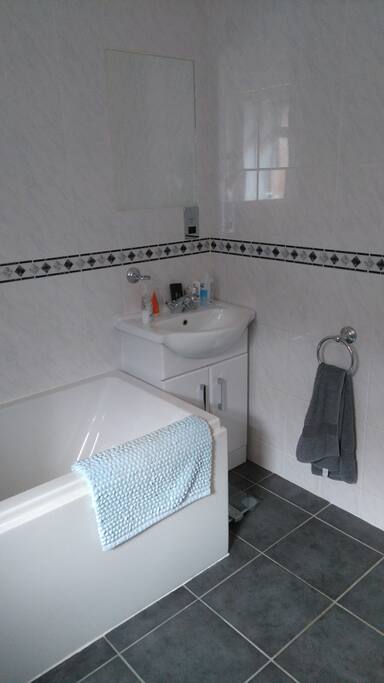 Your own private bathroom with bath tub