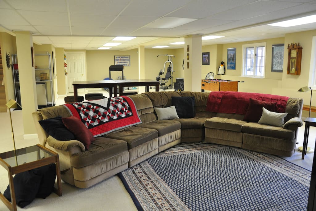 Large sectional sofa, left corner nook with microwave and mini refrigerator