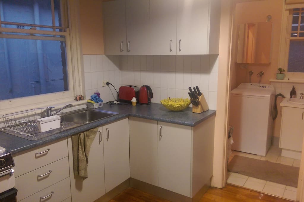 Shared kitchen & bathroom.