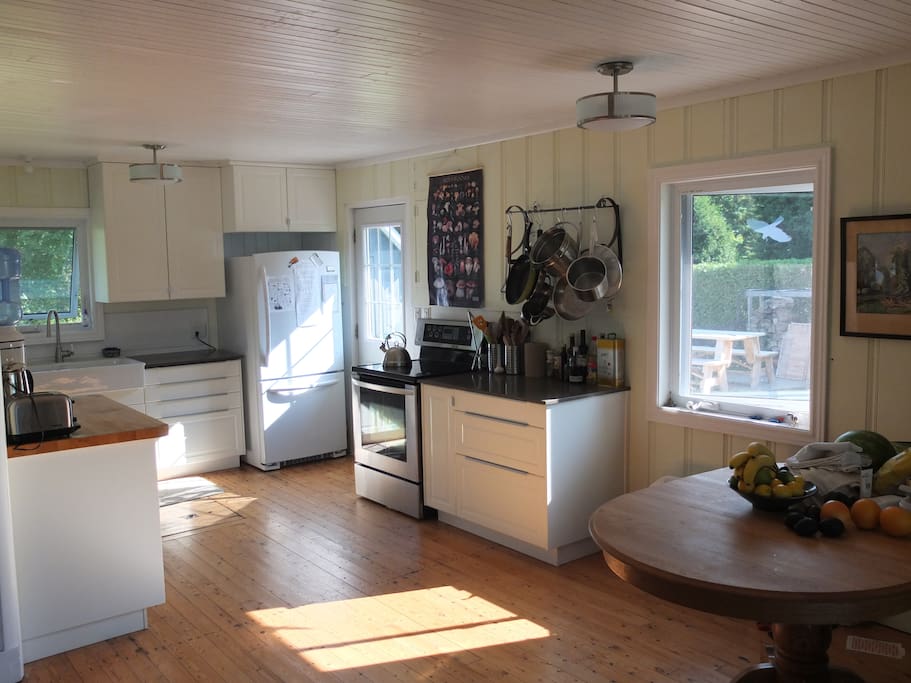 Sun-filled kitchen and dining areas.