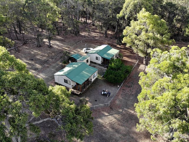 Large group country getaway in two rustic cottages