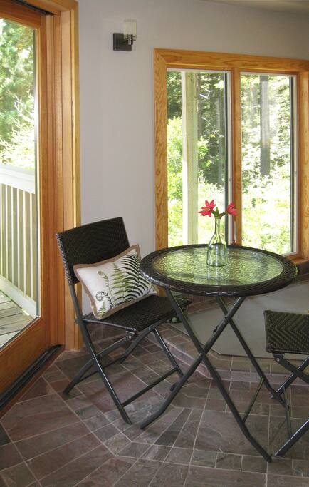 Cafe table in dining area.