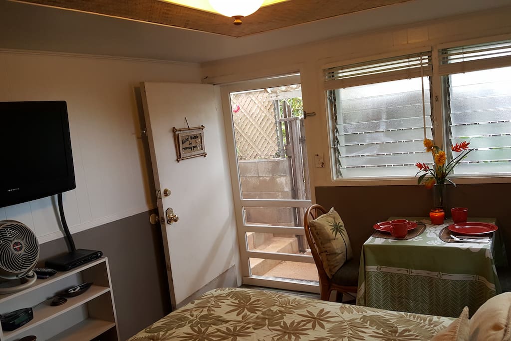 Private entry into your rental unit, with parking right outside the gate.