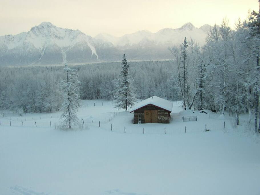 Winter view or our little barn