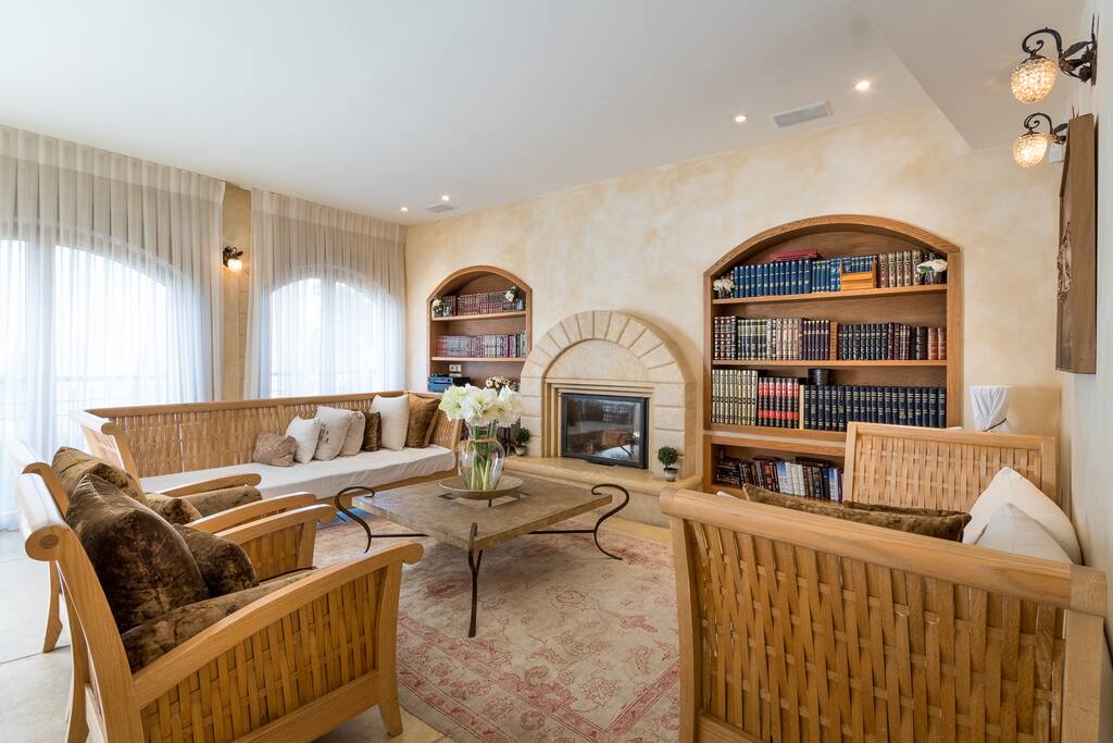 Living room with fireplace