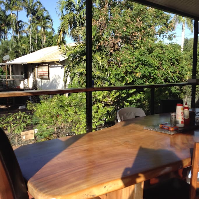 table on balcony