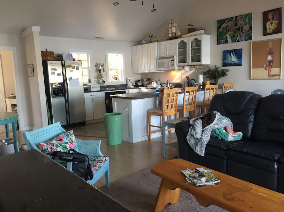 Living area and kitchen.