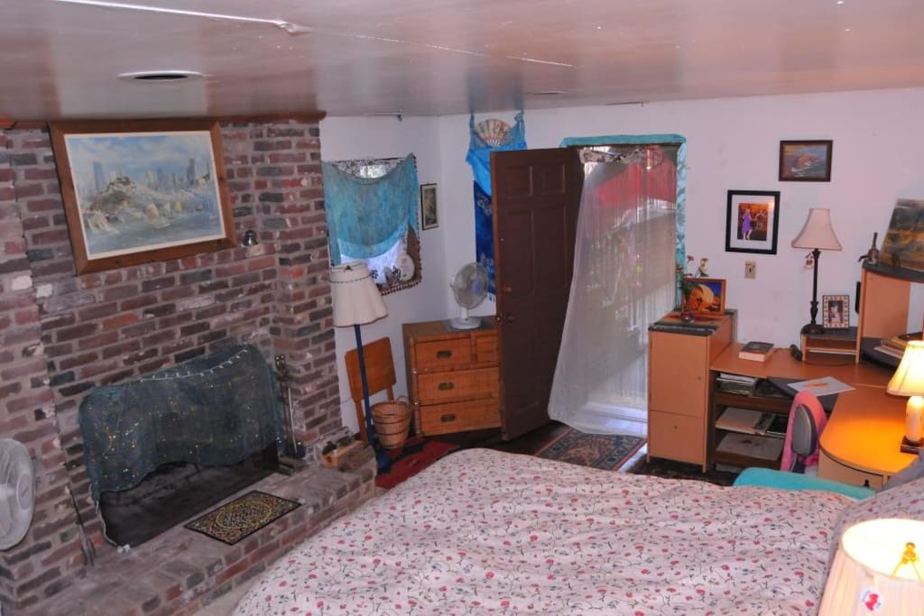 Interior view of private entrance of walkout basement studio.