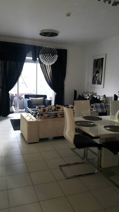 living room with the balcony